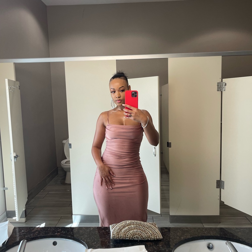 Elegant Blush Pink Strappy Dress